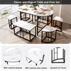 KITCHEN TABLE SET DINING TABLE AND 6 CHAIRS SET IN MARBLE EFFECT SPACE SAVING