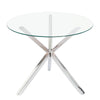 90cm Dining Table Home Furniture Tempered Glass Top Cross Metal Legs Coffee Desk