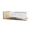 LED Wooden Glass Coffee Table with Drawer Storage for Living Room, White+Natural