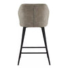 2 Pcs Beige PU Bar Stools Restaurant Bar Stools Soft Padded Seat Back Metal Legs