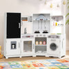 Toy Kitchen Playset Corner Wooden Play Kitchen with Storage-White