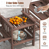 COSTWAY Outdoor Fir Wood Loveseat with 2-Tier Side Table and 5 cm Umbrella Hole
