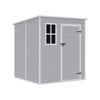 Grey Large Plastic Garden Shed Outdoor Storage Shed w/ Door and Window 181x183cm