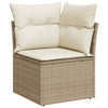 Garden Sofa Set 11 Piece with Cushions Table Shelf Outdoor Beige Poly Rattan