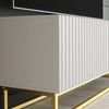 TV Unit I 100cm Cabinet I White Fluted Doors I Gold Metal Base I Modern