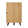 Storage Sideboard Display Cabinet w/ Glass Doors & LED Lighting, 80x120x40cm