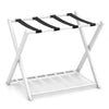 Folding Suitcase Stand Luggage Rack with Storage Shel-White