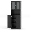 Tall Bathroom Storage Cabinet Freestanding Linen Cabinet Black