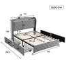 FABRIC UPHOLSTERED STORAGE BED FRAME 4 DRAWERS HEADBOARD DOUBLE SINGLE 4FT6 3FT