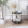 Marble Effect 2-Tier End Table Sofa Side Tables for Living Room Bedside Table