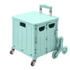 FOLDING SHOPPING CART PLASTIC CRATE TROLLEY STORAGE BOX WHEELS BOOT WITH LID 45L