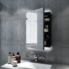 LED Bathroom Mirror Black Cabinet with Shaver Socket 500x700 Single Door Button