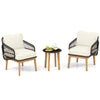 3Pcs Outdoor Patio Chair Table Set Garden Rattan Bistro Set w/Zippered Cushions
