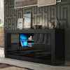 Modern 145cm TV Unit Cabinet | Black High Gloss Doors | TV Stand with Free LED