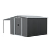 Metal Garden Shed 8ft X 4ft Garden Tools Storage House w/ Large Open Shed Awning