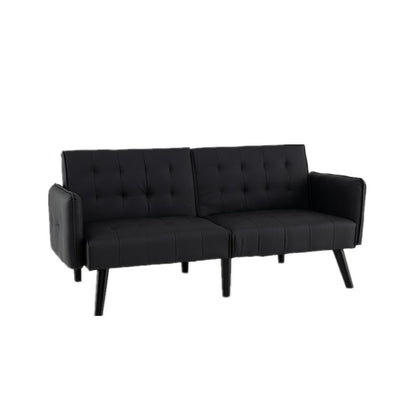164 CM Convertible Futon Sofa Bed Couch Loveseat W/Backrests Black