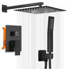 Black Thermostatic Shower Mixer Square Bathroom Concealed Twin Head Valve Set