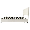 4ft6 Double Bed Upholstered Bed with 4 Storage Drawers, Tufted Headboard Beige