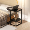 2-Tier Couch Table C-shaped End Table with Storage Shelf-Black