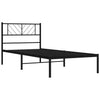 Metal Bed Frame with Headboard Black 80x200 cm