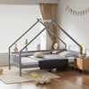 Solid Pine Wood Kid Bed House Frame Toddler Children Slat Bedframe Bedstead