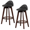 2X Swivel Bar Stool Armless PVC Leather Bar Height Chair w/Rubber Wood Leg Black