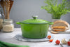 Non Stick Cast Iron Oven Proof Cooking Pot w/ Lid 4.7L Green, - By Nuovva