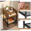 2-Tier End Table Nightstand Industrial Coffee Sofa Beside Table W/ Mesh Shelf