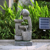 Garden Water Feature Outdoor Solar Power Cascade 5 Tiered Fountain w/LED Lights