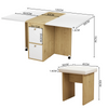 Drop Leaf Table & Stools Foldable Dining Set with Storage, 120x80cm, Oak+White