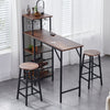 3Pcs Bar Table Stools Set 2 Bar Stools for Breakfast Pub Counter Small Apartment