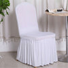 100x White Pleated Skirt Chair Covers Seat Protector Slip Stretch Dining Wedding