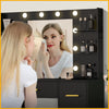 Black Dressing Table Makeup Desk with LED Mirror & 7 Drawers Vanity Set Bedroom