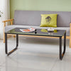 Modern Glass Coffee Table Side End Table Black Metal Legs Living Room Furniture