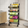 Metal Wire Vegetable Fruit Storage Basket Kitchen Detachable Rack w/ Handle Cart
