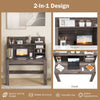 Compact Computer Desk Wooden Study Table Writing Workstation Storage Bookshelf