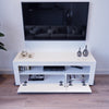 Modern 120CM TV Unit Cabinet Stand Set White High Gloss with LED Lights Drawers