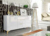 Luxury White High Gloss 140cm TV Unit I Stand Sideboard I Gold Finish Accents