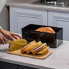 Metal Bread Bin with Chopping Board Lid Kitchen Food Cake Loaf Storage Container