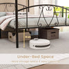Double Size Metal Canopy Bed Frame 4-Poster Modern Platform Wooden Slat Support