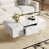 Modern High-gloss Coffee Table with 2 drawer for Living Room, White