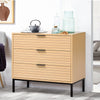 Chest of 3 Drawers Wood Bedside Table Cabinet Desk Bedroom Furniture Metal Legs