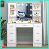 Dressing Table Set Makeup Desk w/ LED Light Mirror 7 Drawers Vanity Table White