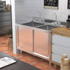 Stainless Steel Commercial Catering Table Work Bench Kitchen Double Sink Cabinet