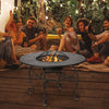 4 in 1 Outdoor Fire Pit Dining Table Round Wood Burning Fire Bowl W/ Mesh Cover