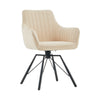 2x Beige 360° Swivel Dining Chairs Velvet Padded Seat Dining Room Chair Modern