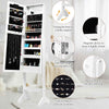 18 LEDs Jewelry Cabinet Floor Standing Jewelry Storage Organizer White