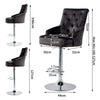 360° Swivel Black Grey Velvet Bar Stool Gas Lift Lion Head Elevated Chair Seat