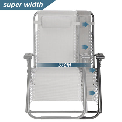 1X Heavy Duty Zero Gravity Chair Folding Lounge Beach Outdoor Square Frame