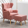 Chesterfield High Back Chair Winged Armchair Queen Anne Leisure Sofa w/Footstool